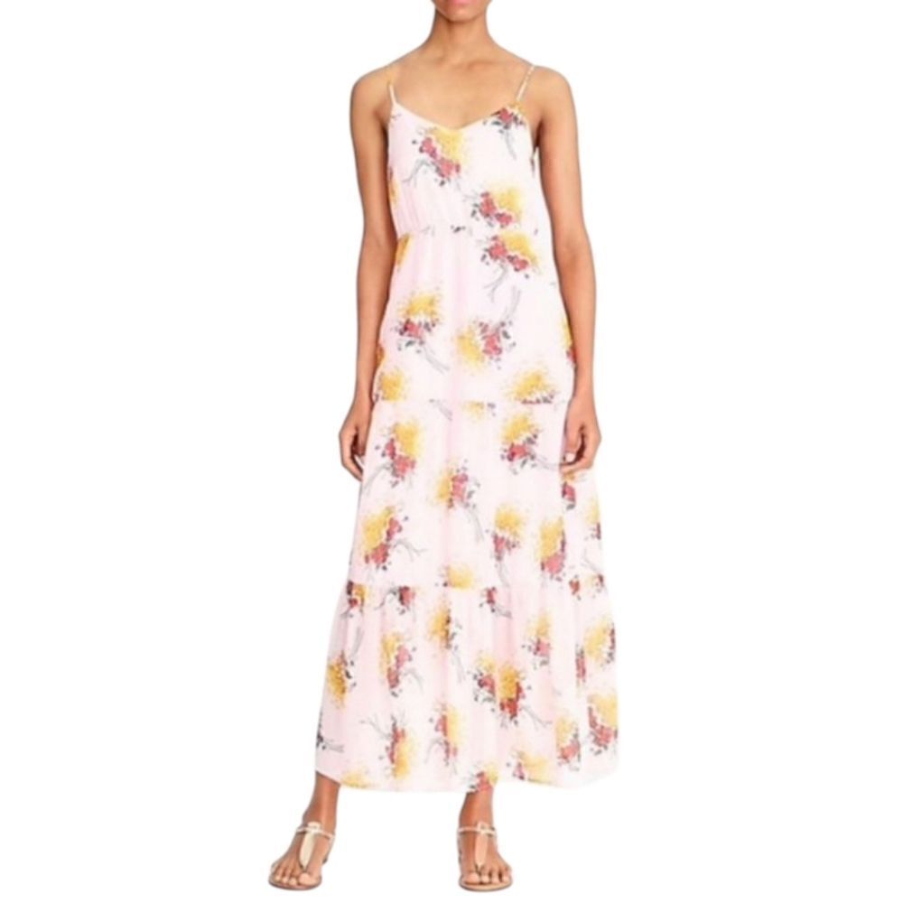 J. Crew Sunburst Tiered Floral Bouquet Maxi Dress Pink Women's Size 10 NEW